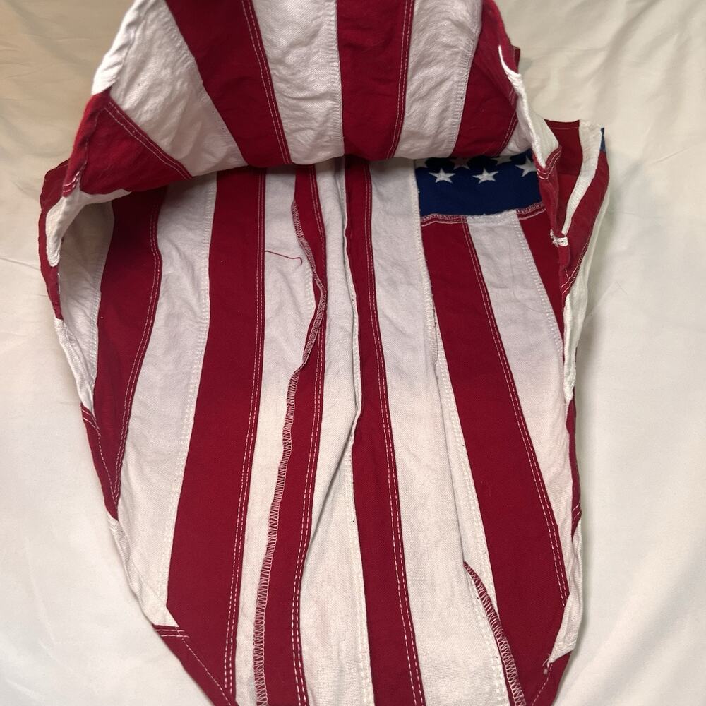 Vintage The Antique Boutique USA Flag Top Size L Stars Stripes Tie Front USA VTG - Picture 9 of 10
